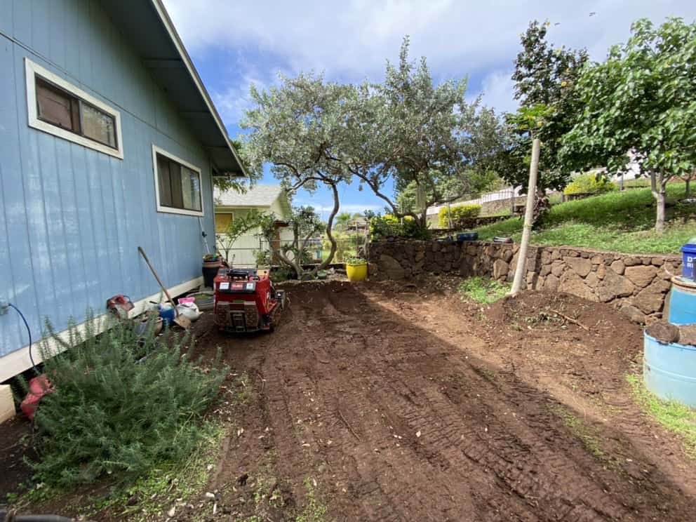Initial grading work performed to level the site for the new gazebo.
